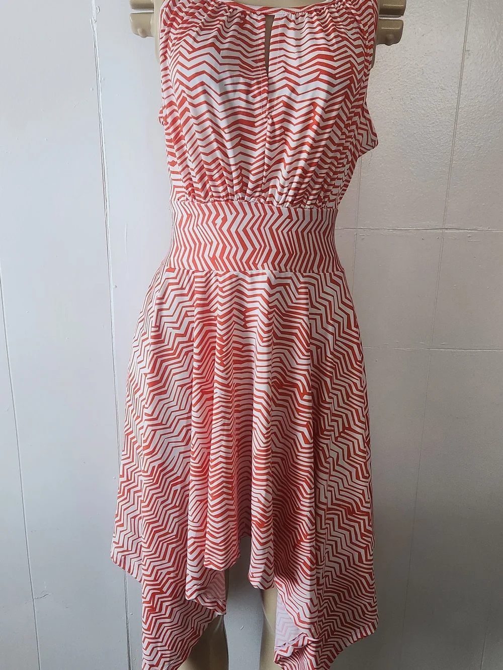 Women’s Coral Chevron Fit-and-Flare Dress